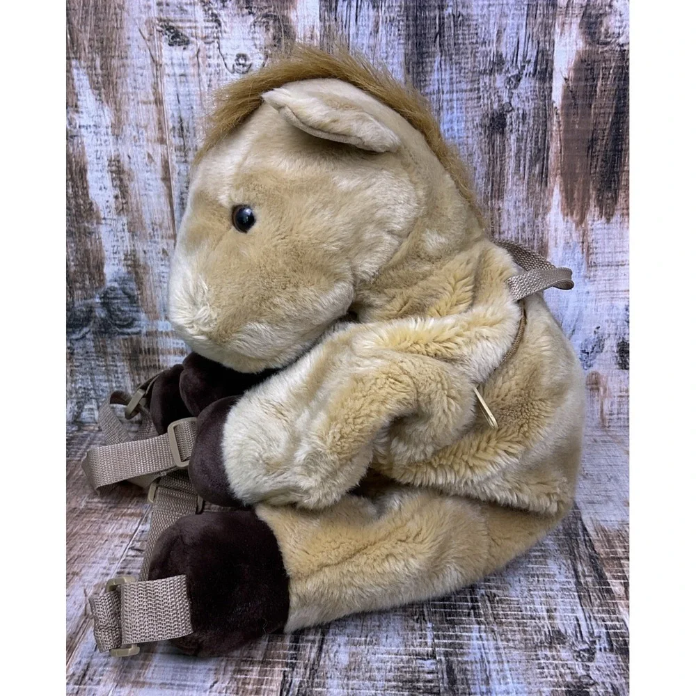 Aurora Plush Horse Pony Backpack Brown Zip Animal Bag Adjustable